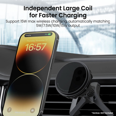 Magnetic Car Mount Charger with Cooling Semiconductor Radiator IC9 COOLGEAR 15W -Black